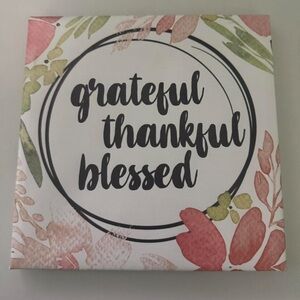 Floral Canvas Wall Art - Grateful Thankful Blessed